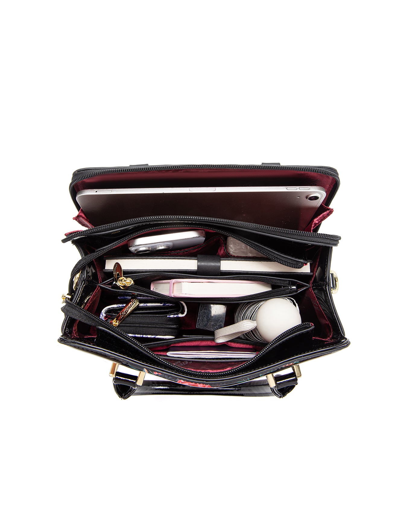 Serenade - SF46-0343 MABEL Grip Handle Flower baskets leather handbag - Flower