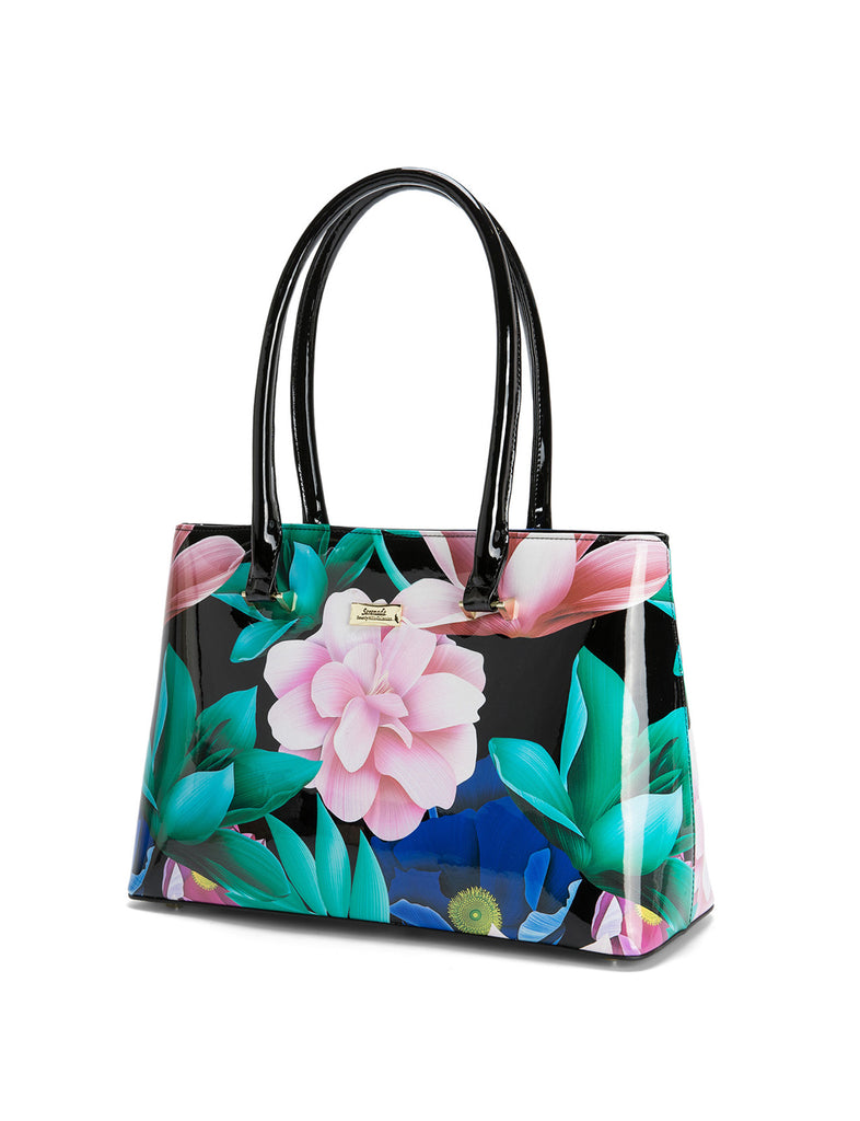Serenade - Anika Patent leather shoulder bag - Floral - 0