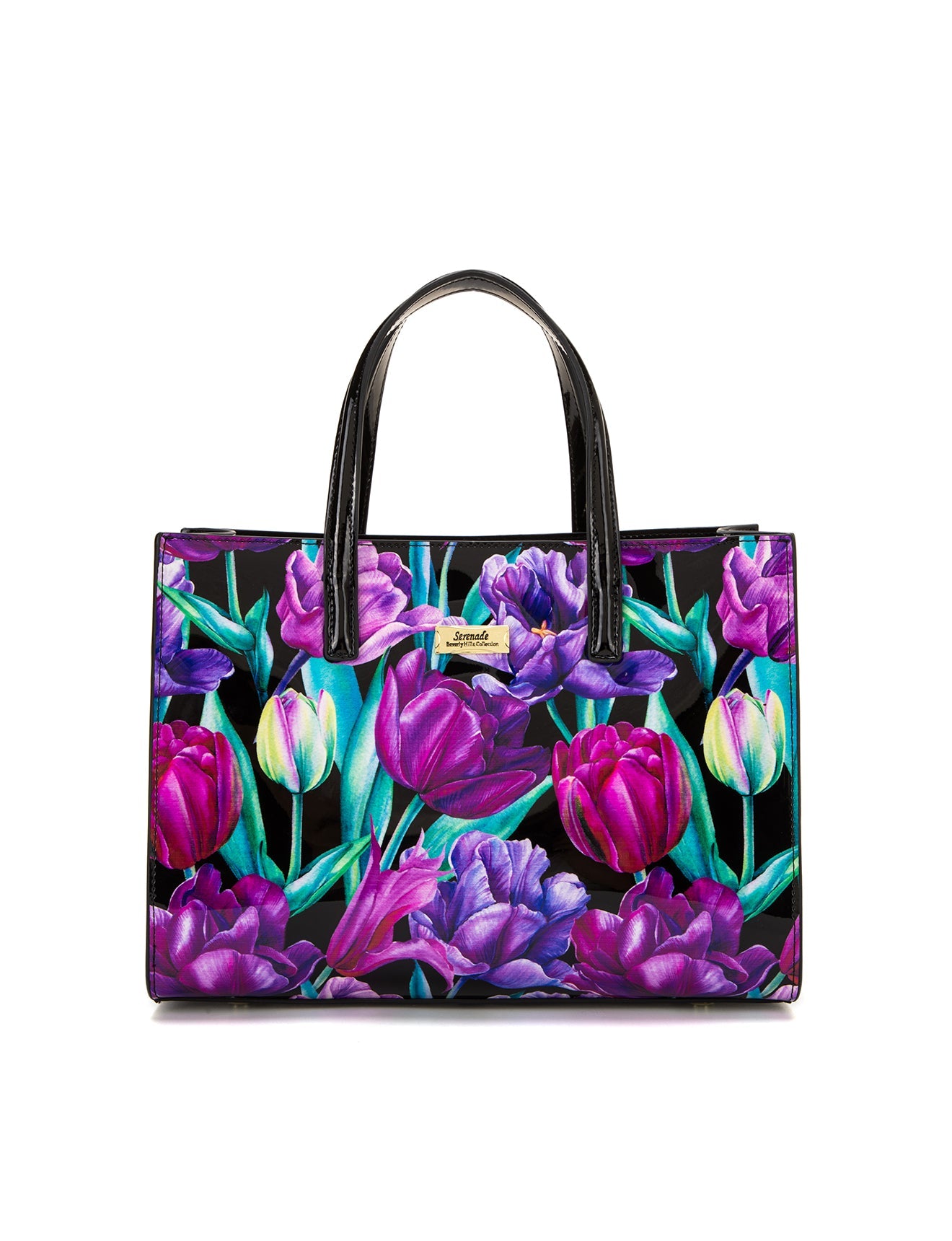 Serenade - SN92-0821 Tulip Grip Handle Leather bag - Floral