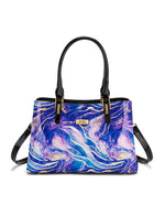 Serenade - Rae Large Patent leather grip handle bag - Blue Purple Multi