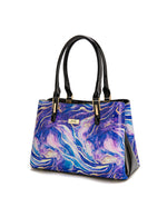 Serenade - Rae Large Patent leather grip handle bag - Blue Purple Multi