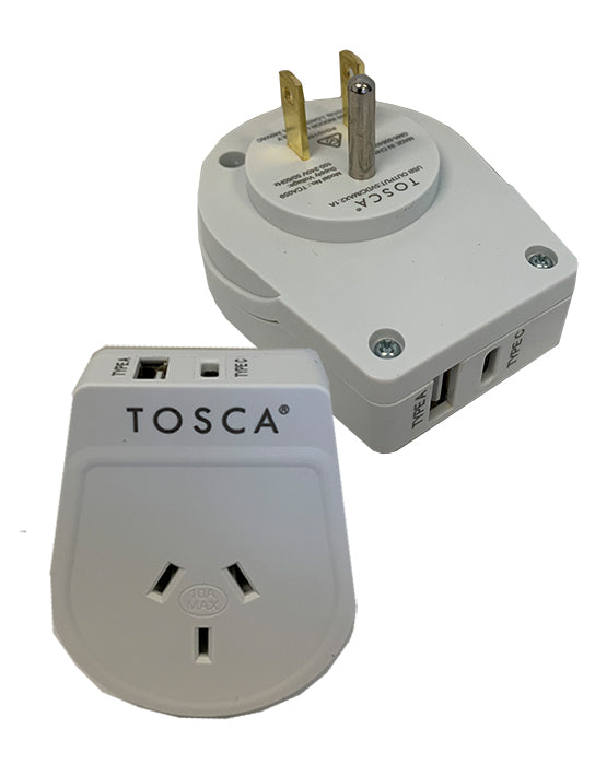 Tosca - TCA059 USA Adapter USB A+C port - White