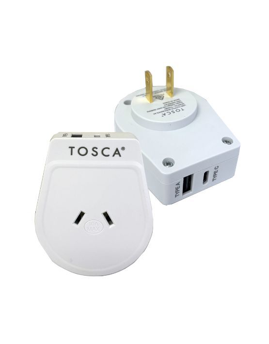 Tosca - TCA067 Japan A+c USB Travel Adaptor - White