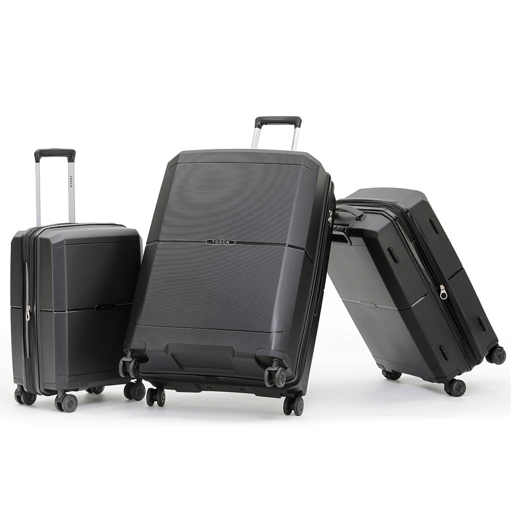 Tosca - Globetrotter Set of 3 Suitcases (L+M+S) - Black