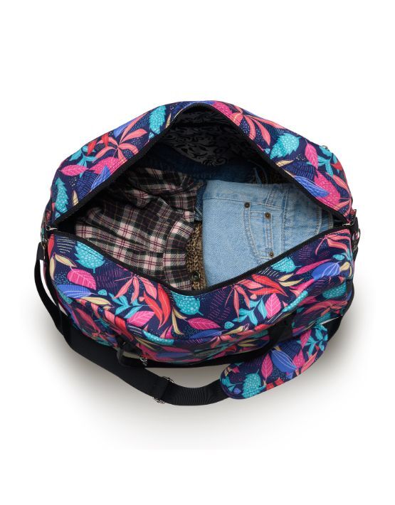 Tosca - TCA935-L Fashion Overnight Tote - Black/Tropical