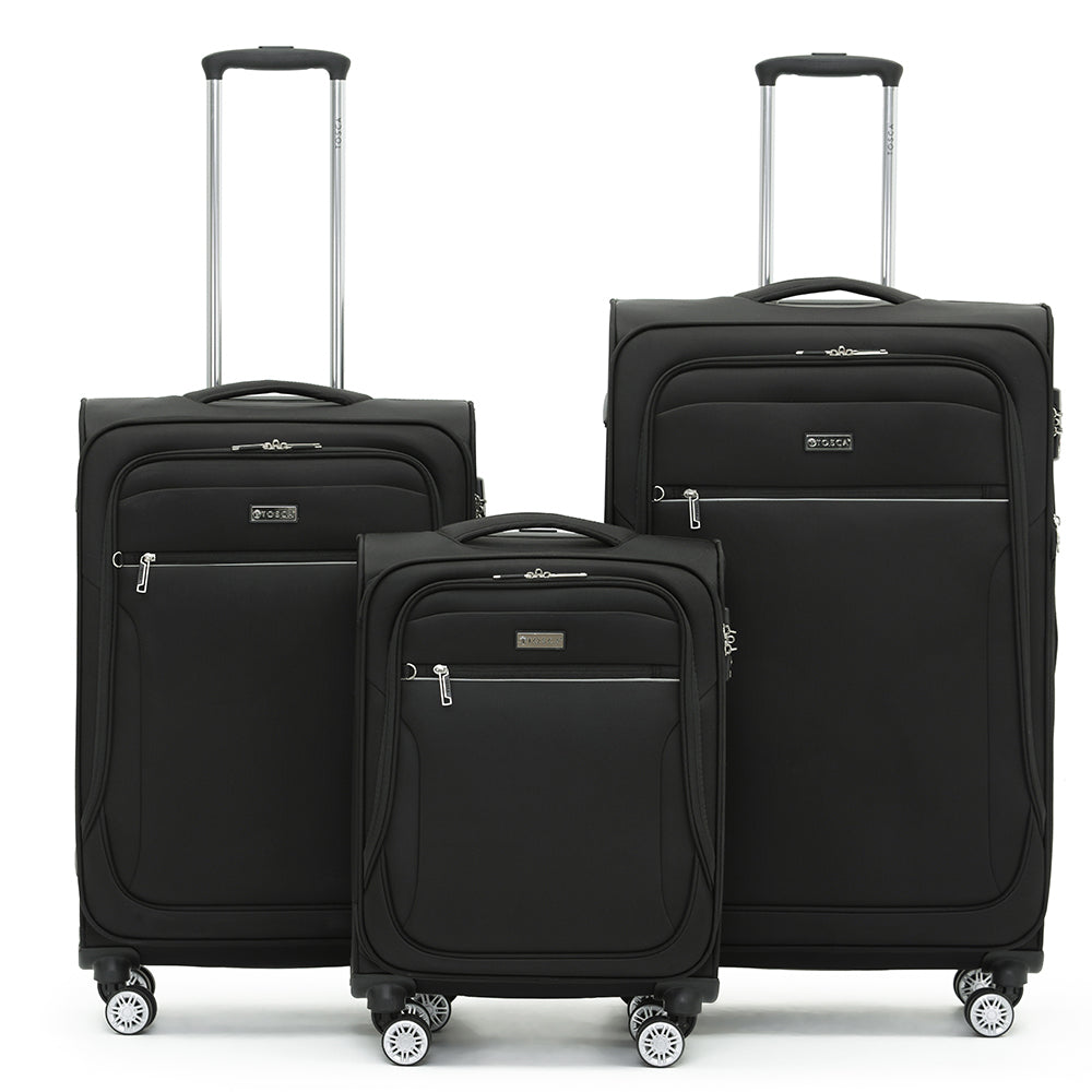 Tosca - Set of 3 Transporter Suitcases - Black-1