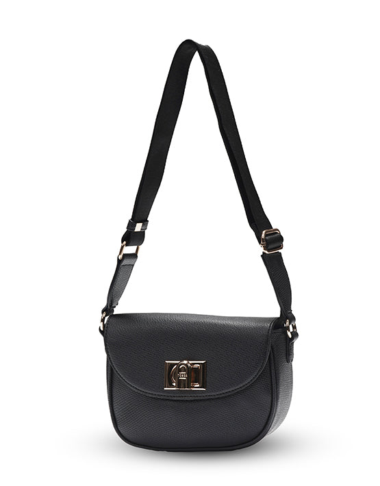 Tosca - TH051 Small Saddle flap handbag - Black