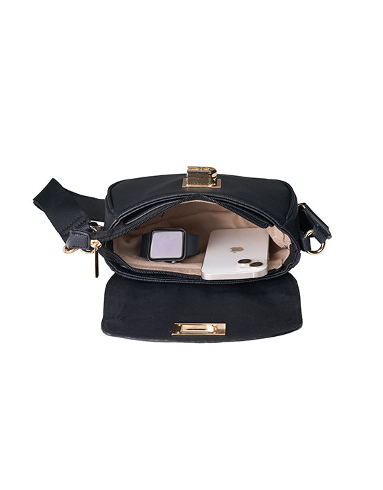 Tosca - TH051 Small Saddle flap handbag - Black