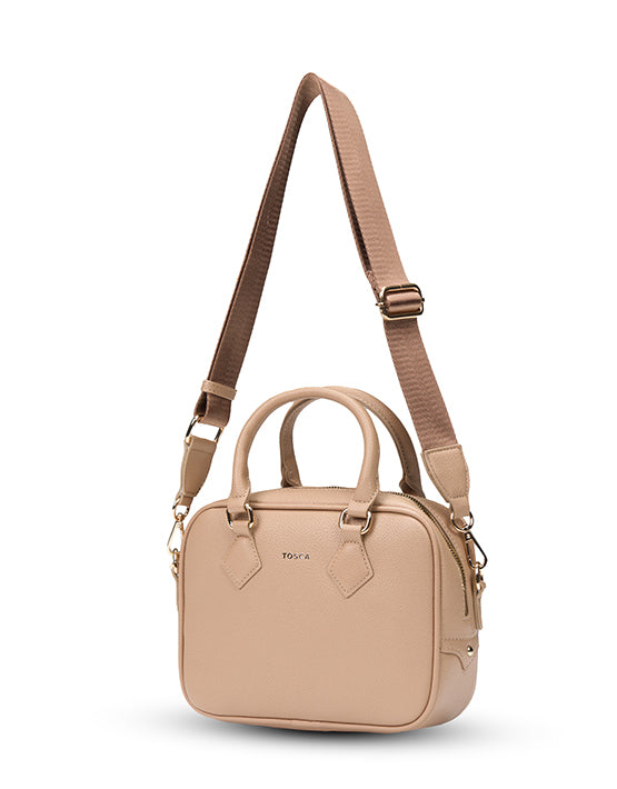 Tosca - TH052 Mini Bowler Handbag - Natural