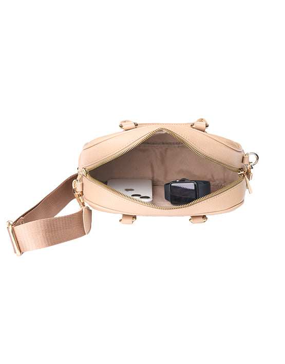 Tosca - TH052 Mini Bowler Handbag - Natural