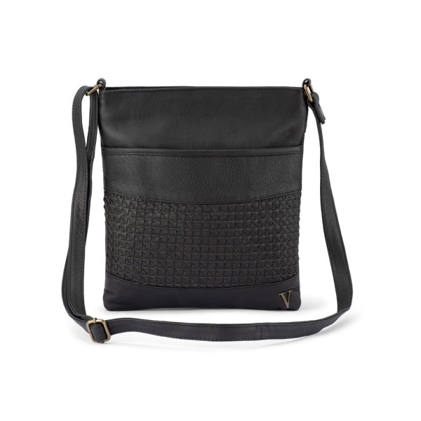 Verona - VCB-0010 Crossbody leather sidebag - Black