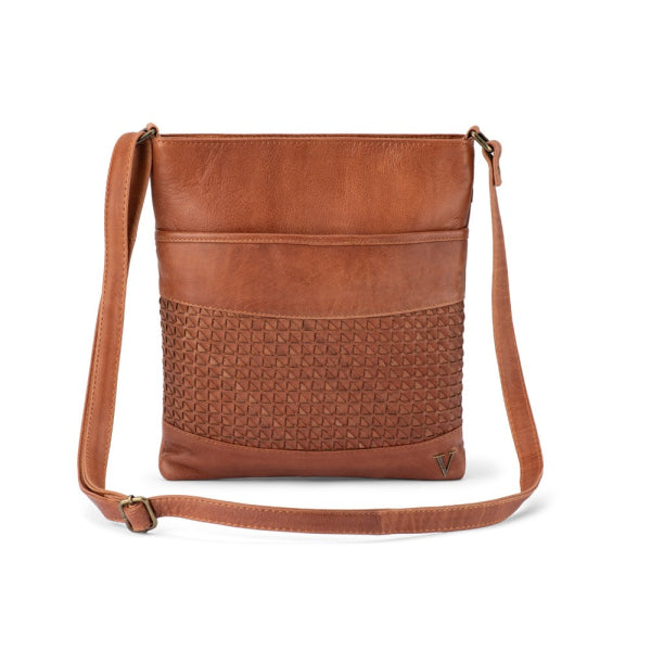 Verona - VCB-0010 Crossbody leather sidebag - Cognac