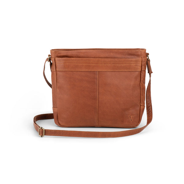 Verona - VCB-01 Square Leather Shoulder Bag - Cognac