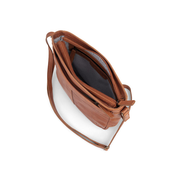 Verona - VCB-01 Square Leather Shoulder Bag - Cognac