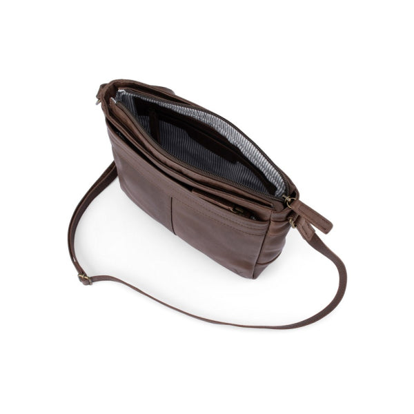 Verona - VCB-01 Square Leather Shoulder Bag - Mocca