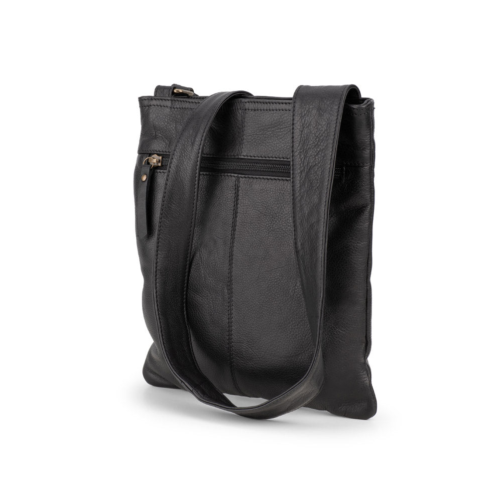Verona - VCB-02 Square Leather sling sidebag - Black - 0