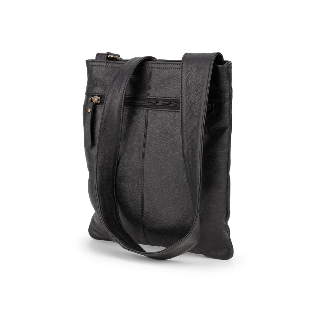 Verona - VCB-02 Square Leather Sling Sidebag - Black