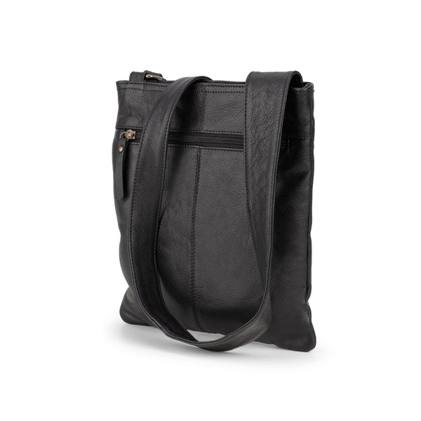 Verona - VCB-02 Square Leather Sling Sidebag - Black