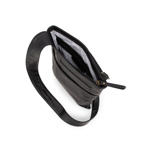 Verona - VCB-02 Square Leather Sling Sidebag - Black