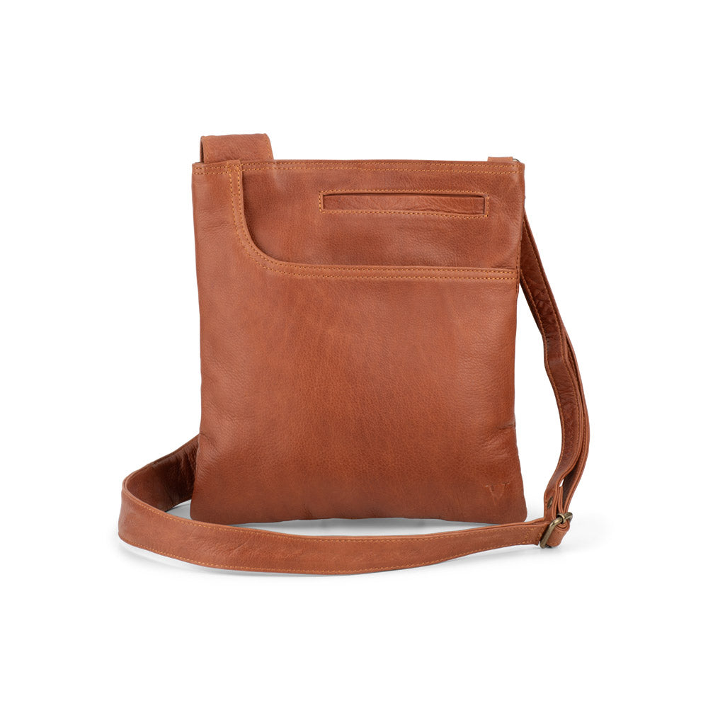 Verona - VCB-02 Square Leather sling sidebag - Cognac