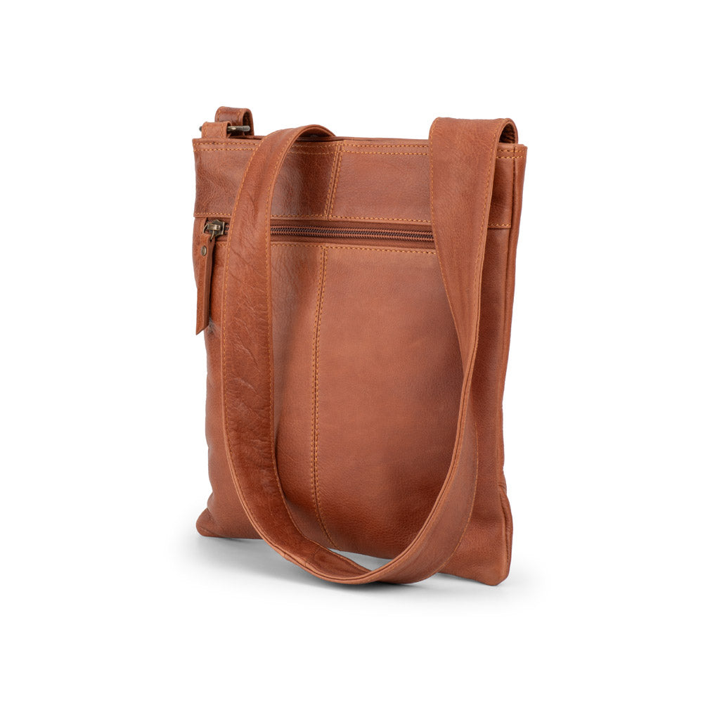 Verona - VCB-02 Square Leather sling sidebag - Cognac - 0