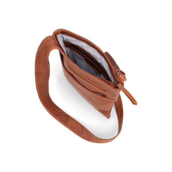Verona - VCB-02 Square Leather Sling Sidebag - Cognac