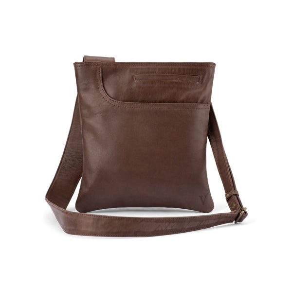 Verona - VCB-02 Square Leather sling sidebag - Mocca