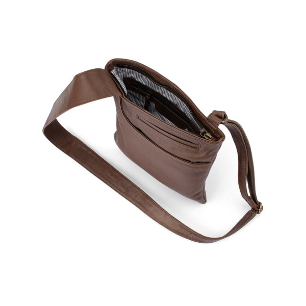 Verona - VCB-02 Square Leather Sling Sidebag - Mocca