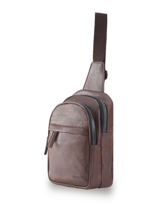 Tosca - VG019 Vegan Leather Sling backpack - Chocolate