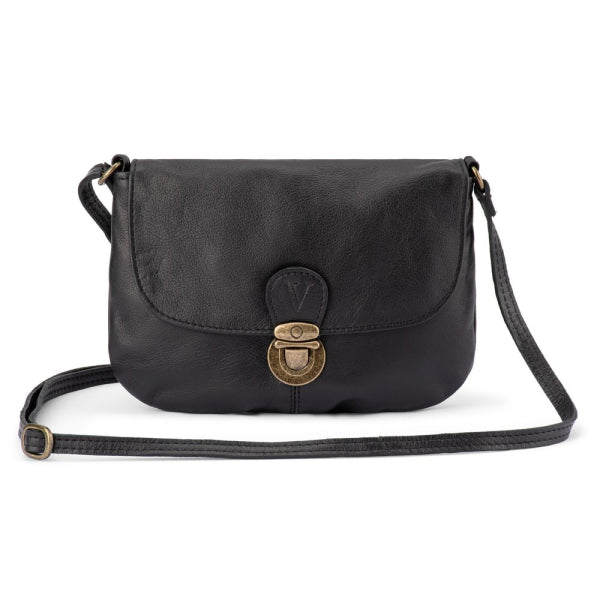 Verona - VHB-04 Micro Leather Flap Handbag - Black