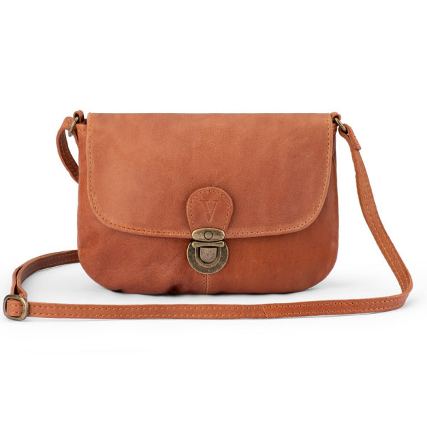 Verona - VHB-04 Micro Leather Flap Handbag - Cognac