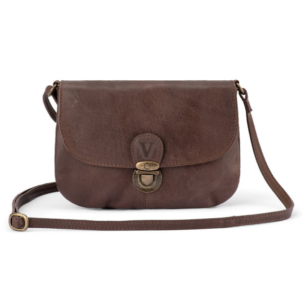 Verona - VHB-04 Micro Leather Flap Handbag - Mocca