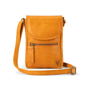 Verona - VMP-003 Flap Over Mobile Phone Leather Bag - Tan