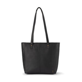 Verona - VTB-0015 2 Strap leather tote zip top - Black