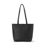 Verona - VTB-0015 2 Strap leather tote zip top - Black