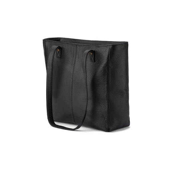 Verona - VTB-0015 2 Strap leather tote zip top - Black