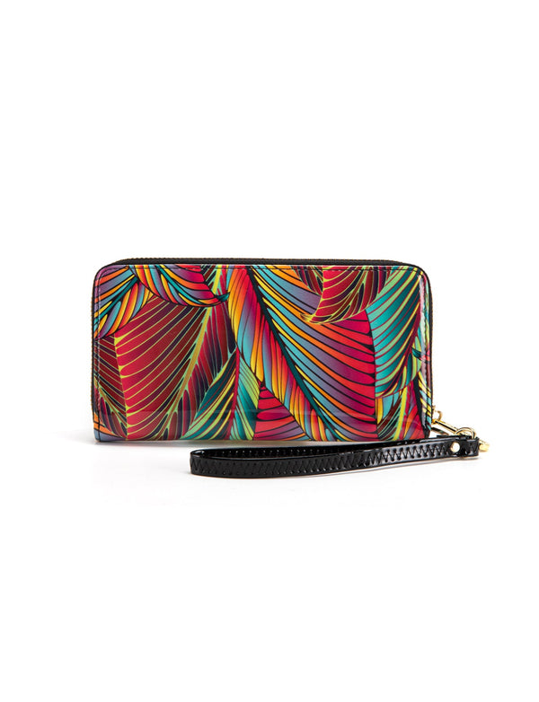 Serenade - WSF3916 Amazon Zip Around Leather Wallet- Coloured Palms