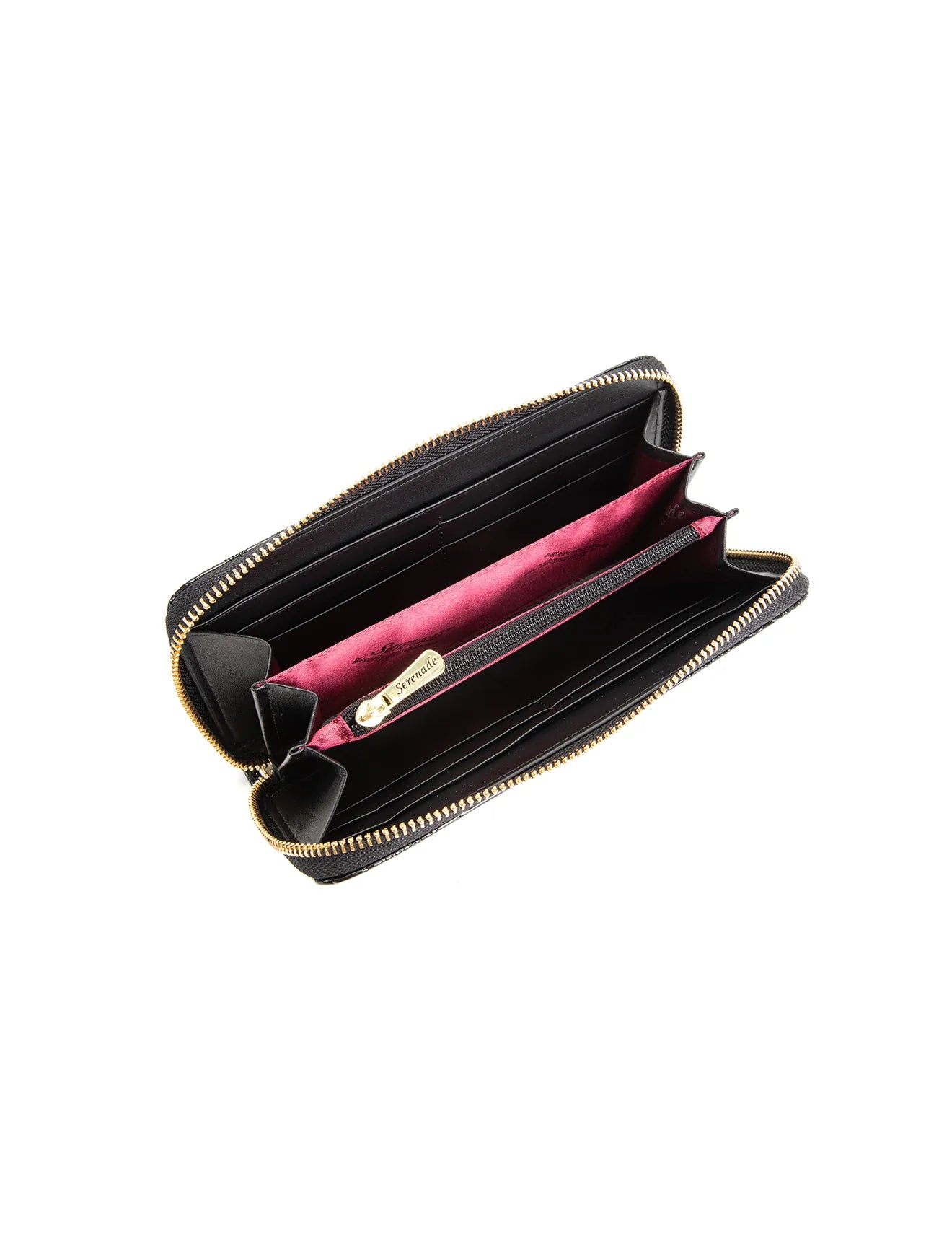 Serenade - WSF4516 Amira Zip Around Leather Wallet - Black