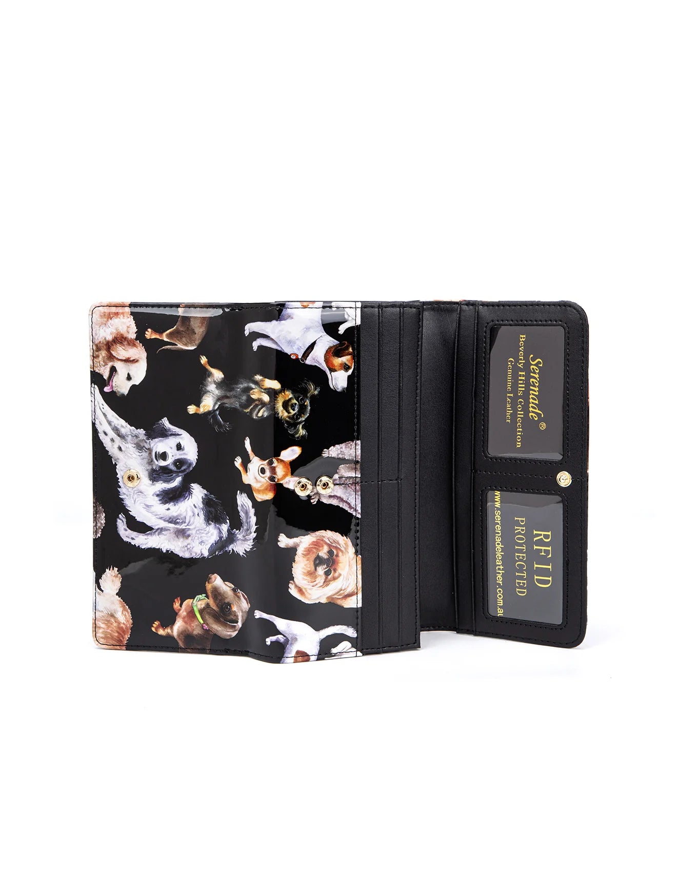 Serenade - WSF5001 Large Pawty Leather RFID Wallet - Doggies