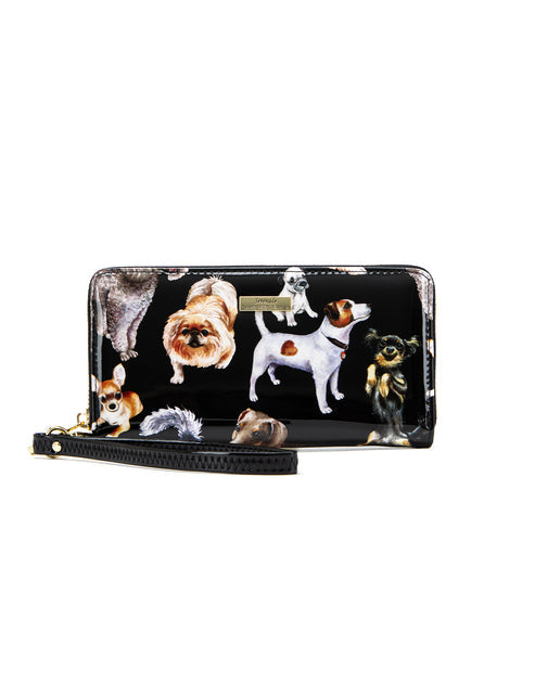 Serenade - WSF5016 Zip Around Pawty Leather RFID Wallet - Doggies