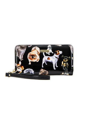 Serenade - WSF5016 Zip Around Pawty Leather RFID Wallet - Doggies