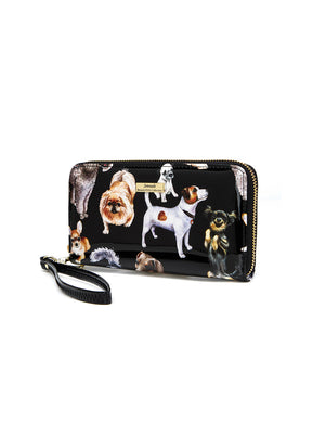 Serenade - WSF5016 Zip Around Pawty Leather RFID Wallet - Doggies