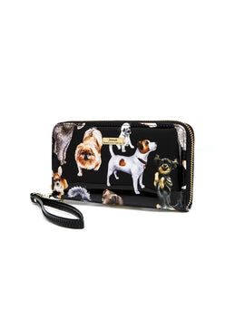 Serenade - WSF5016 Zip around Pawty Leather RFID Wallet - Doggies - 0