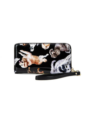 Serenade - WSF5016 Zip Around Pawty Leather RFID Wallet - Doggies