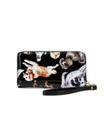 Serenade - WSF5016 Zip around Pawty Leather RFID Wallet - Doggies