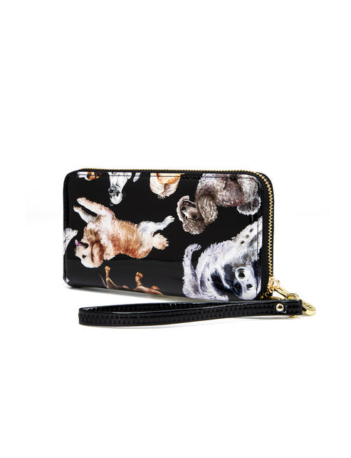 Serenade - WSF5016 Zip Around Pawty Leather RFID Wallet - Doggies