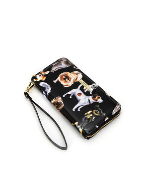 Serenade - WSF5016 Zip Around Pawty Leather RFID Wallet - Doggies