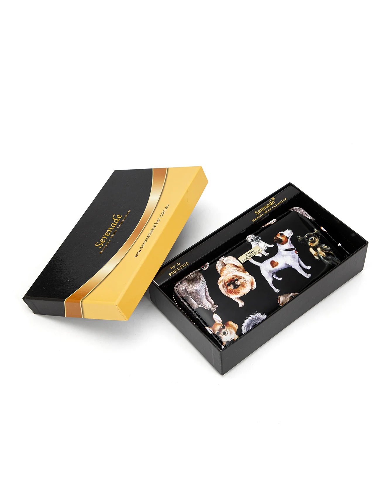 Serenade - WSF5016 Zip around Pawty Leather RFID Wallet - Doggies