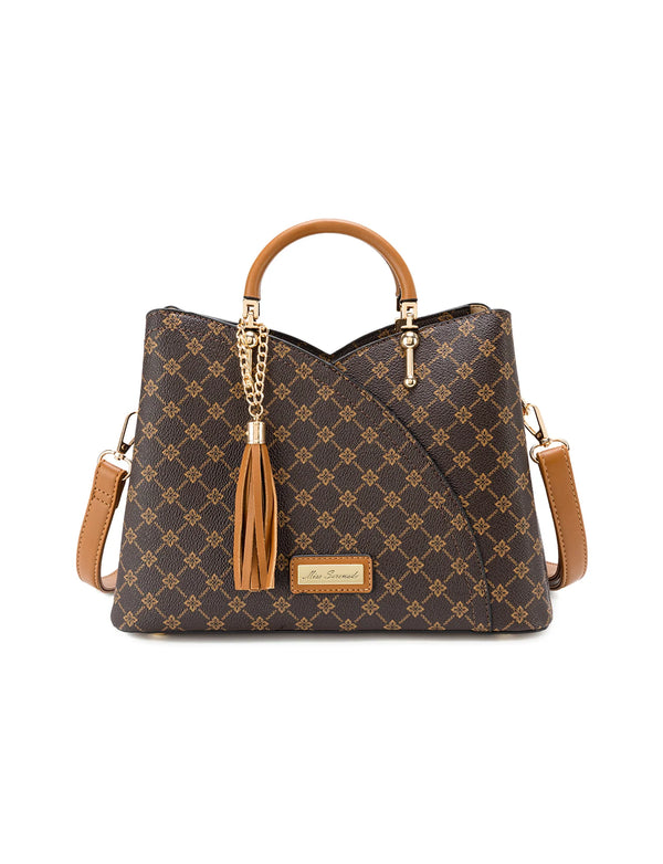 Miss Serenade - XB-2372 Tara Triple Compartment Med Handbag - Tan