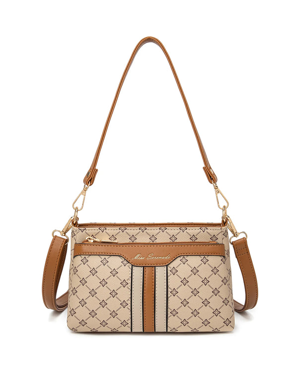 Miss Serenade - XB-2373 Rita Multi Compartment Small Handbag - Beige